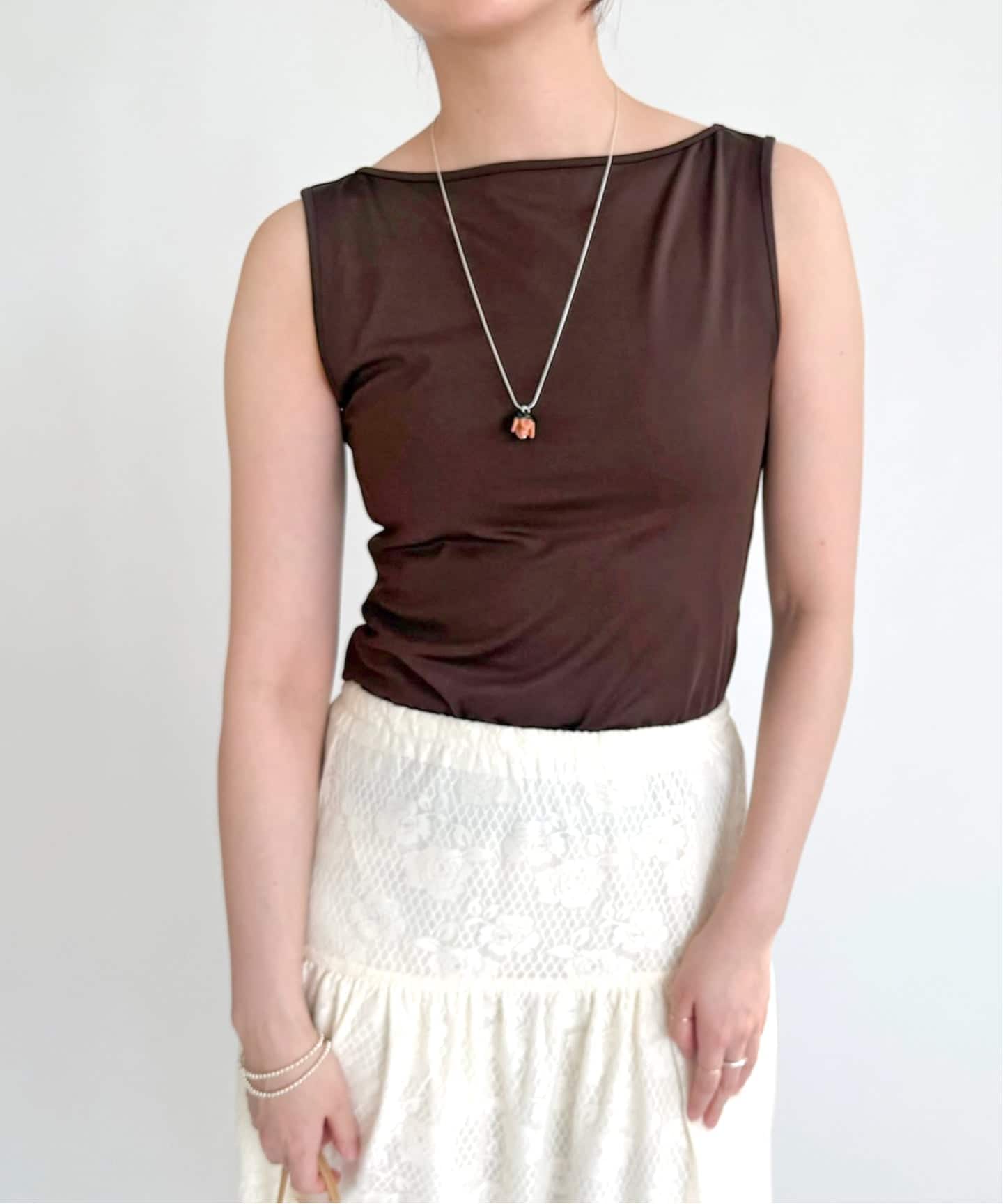 Hosbjerg【ホスビョーク】 Hosbjerg/ホスビョーグ】brown sleeveless top（Tシャツ／カットソー
