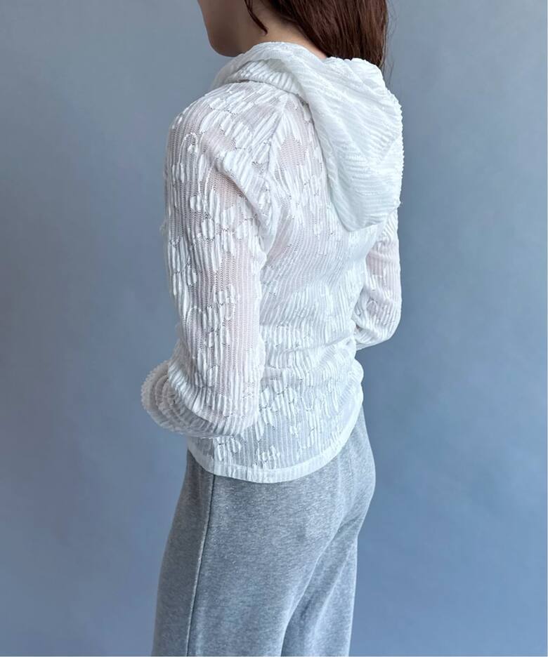 YUHAN WANG/ユハン・ワン】floral jacquard pleat hoodie（Tシャツ 