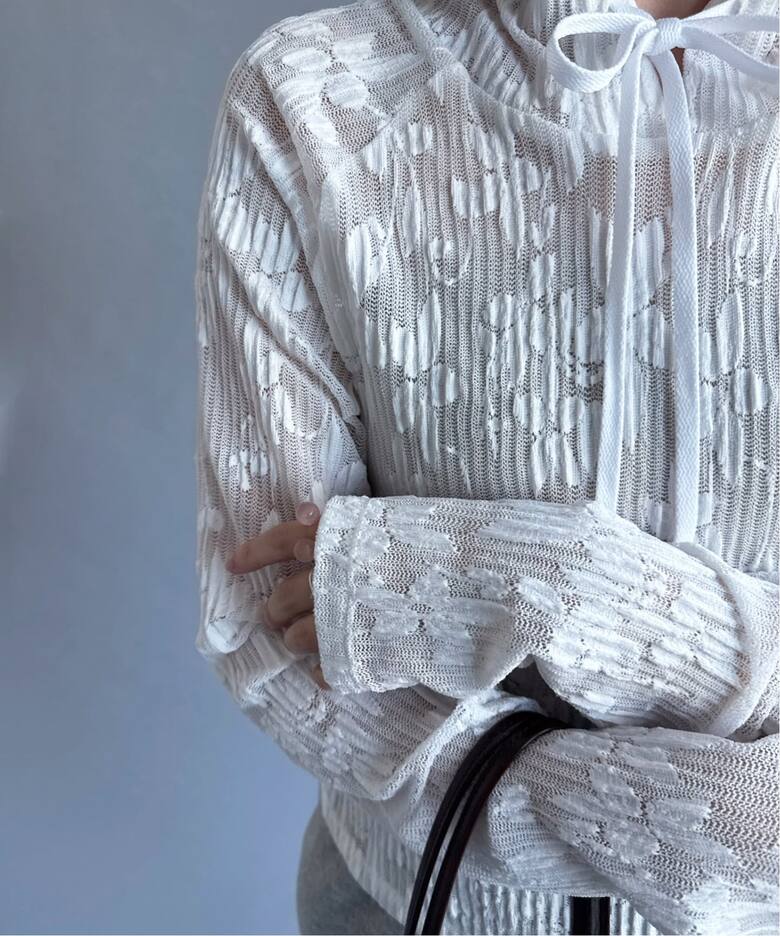 YUHAN WANG/ユハン・ワン】floral jacquard pleat hoodie（Tシャツ 