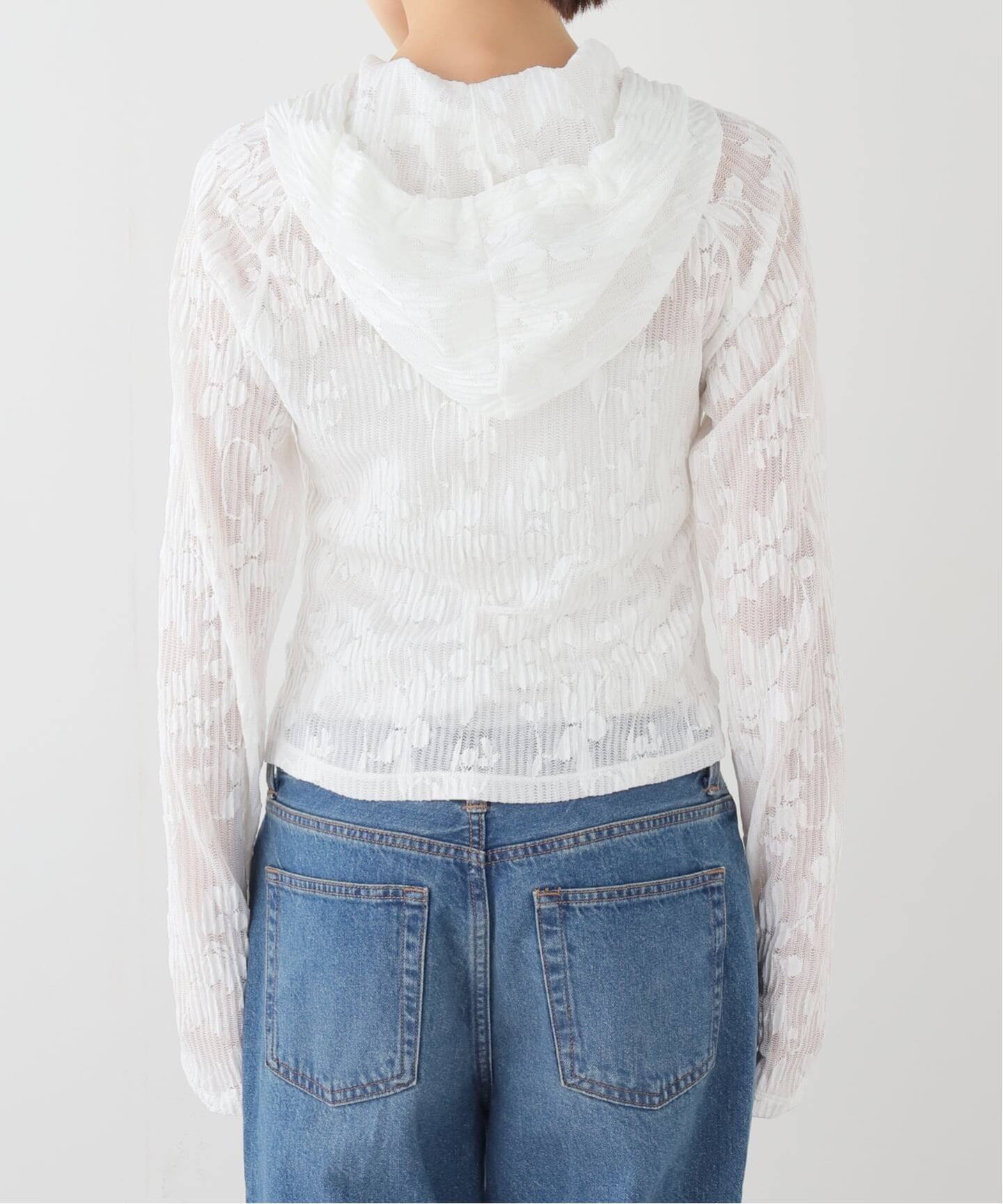 YUHAN WANG/ユハン・ワン】floral jacquard pleat hoodie（Tシャツ