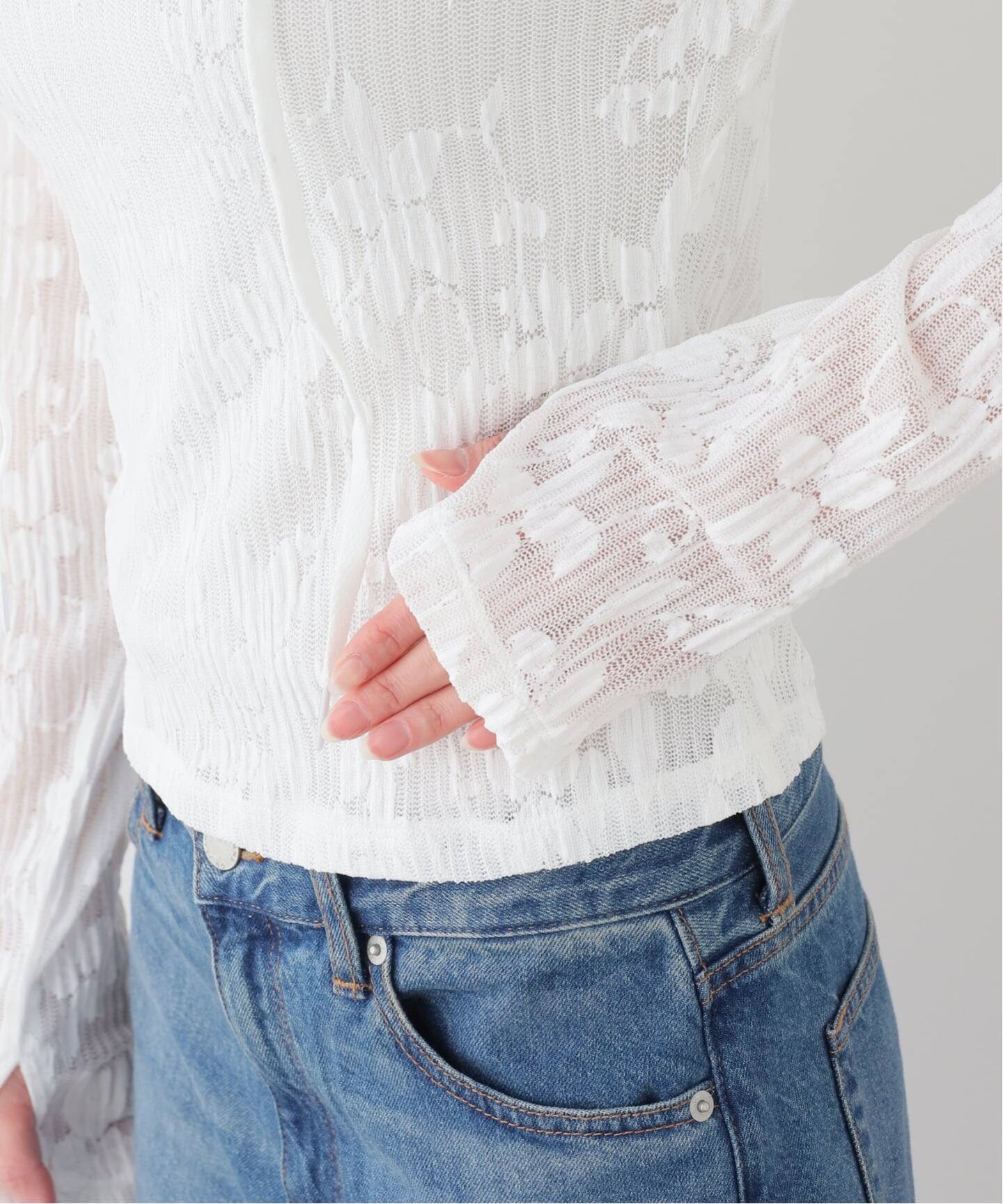 YUHAN WANG/ユハン・ワン】floral jacquard pleat hoodie（Tシャツ