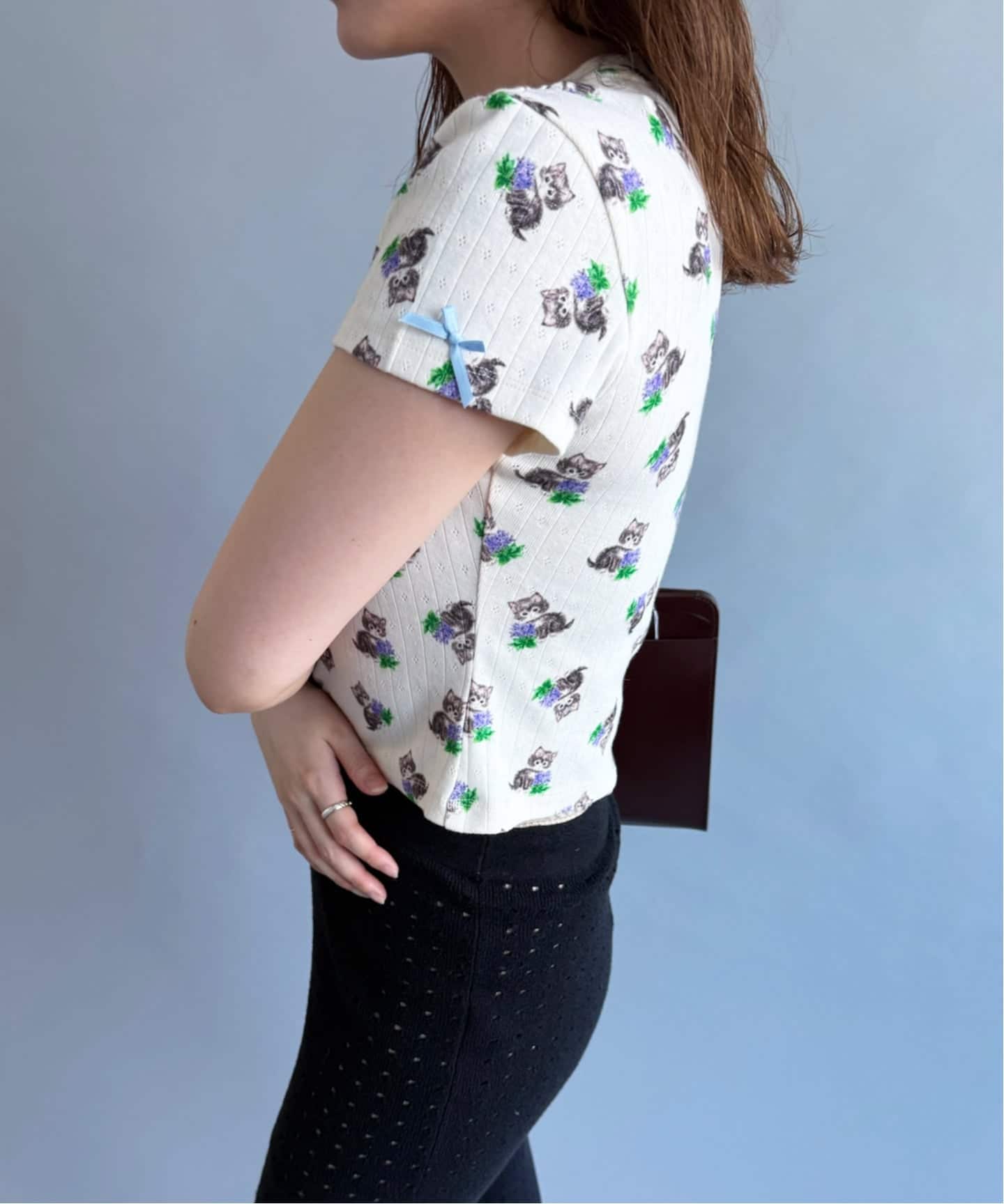YUHAN WANG/ユハン・ワン】purr kitty print top（Tシャツ／カットソー