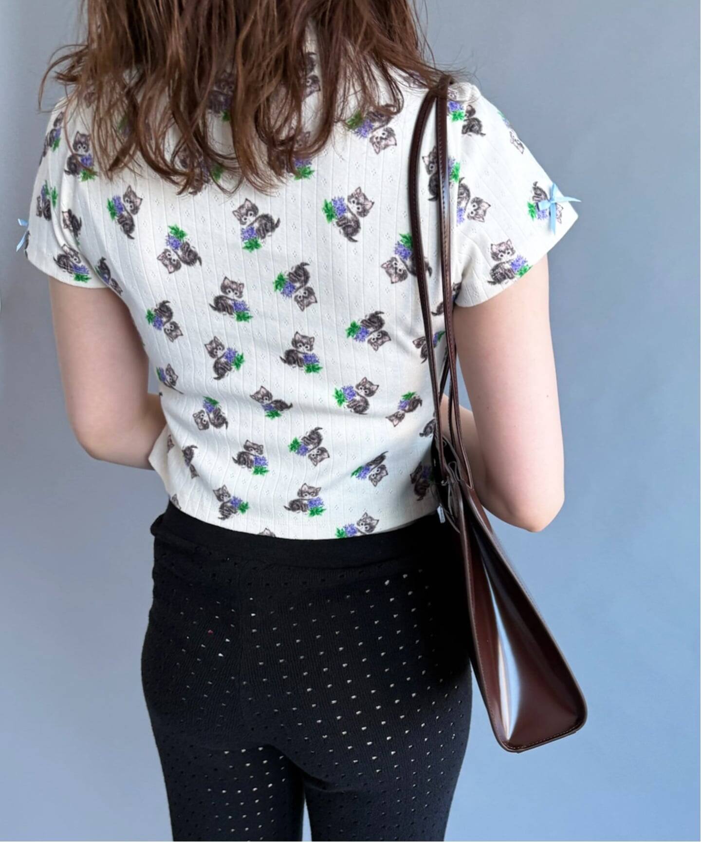 YUHAN WANG/ユハン・ワン】purr kitty print top（Tシャツ／カットソー