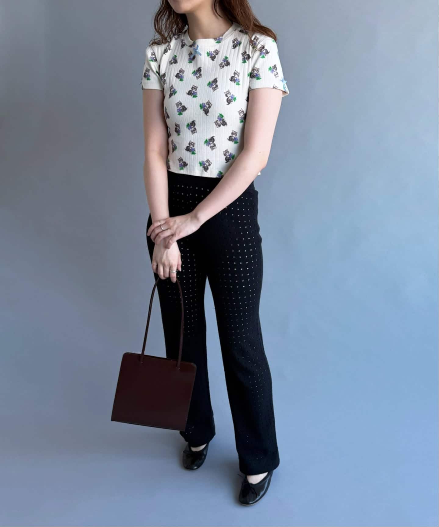 YUHAN WANG/ユハン・ワン】purr kitty print top（Tシャツ／カットソー
