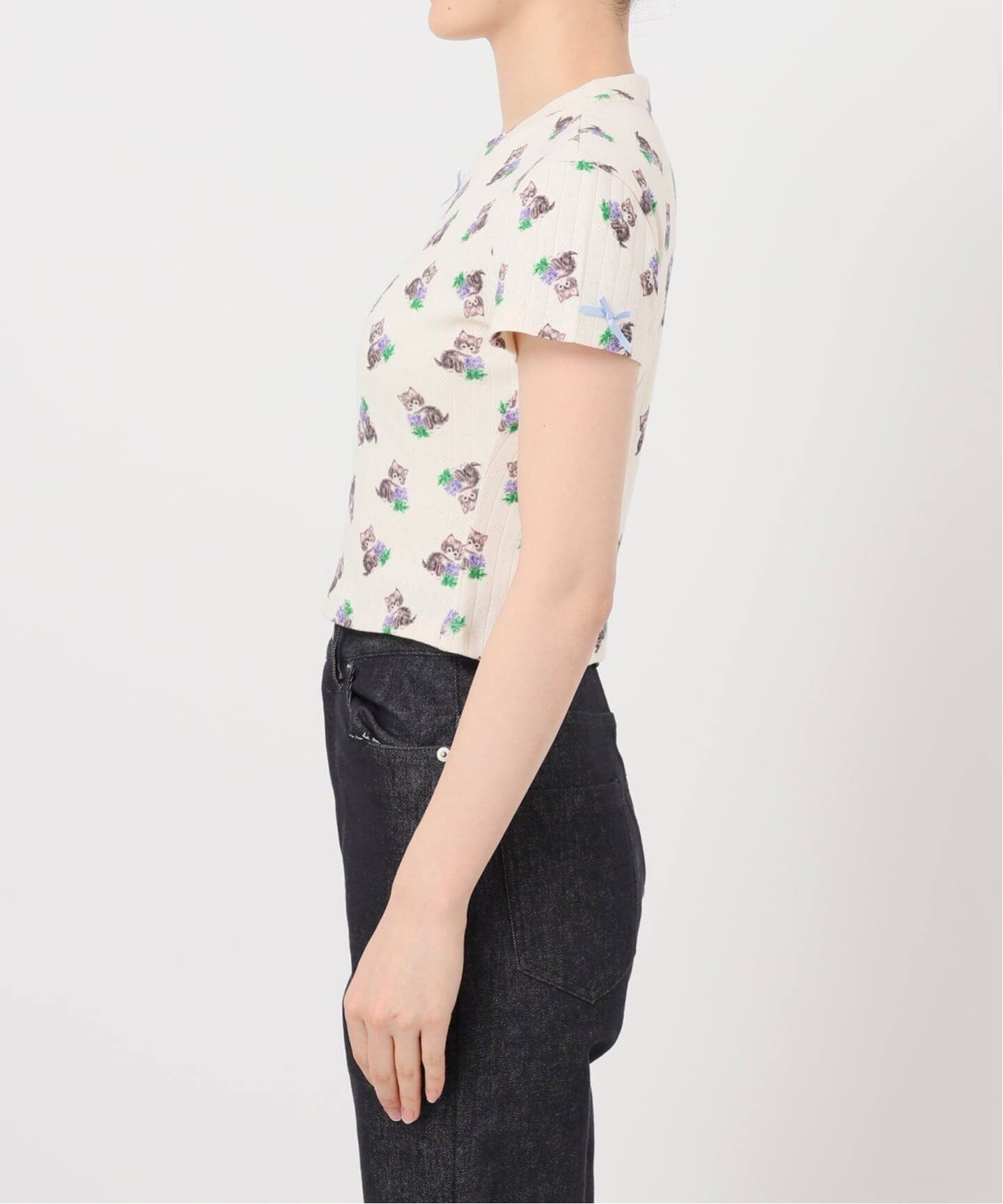 YUHAN WANG/ユハン・ワン】purr kitty print top（Tシャツ／カットソー