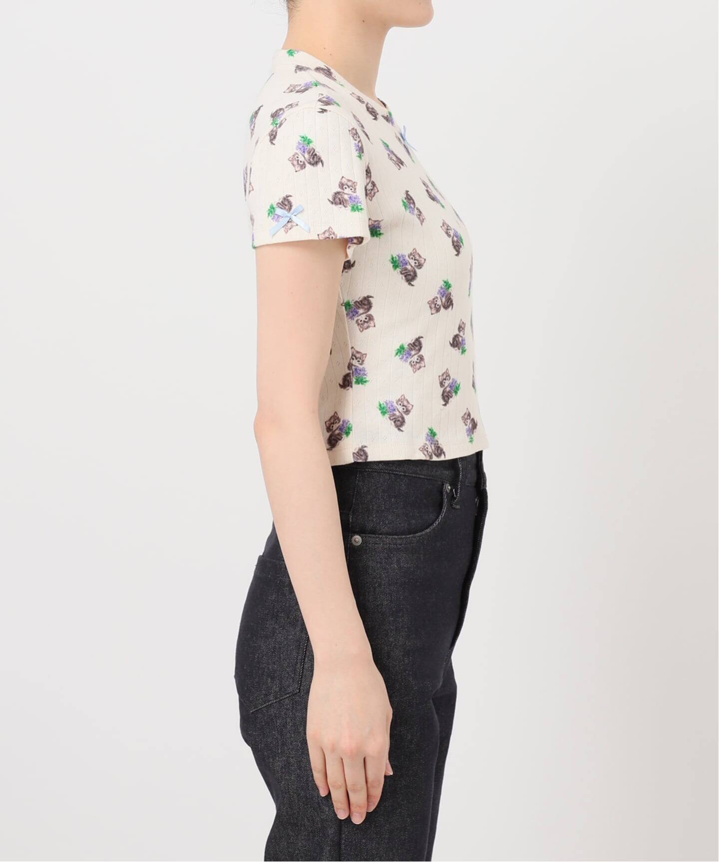 YUHAN WANG/ユハン・ワン】purr kitty print top（Tシャツ／カットソー