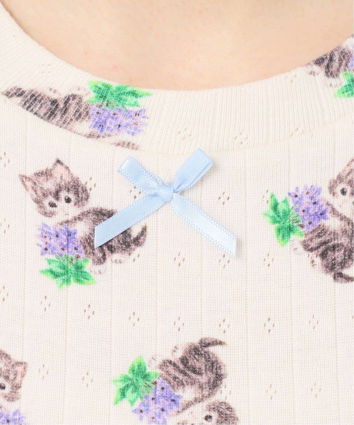 YUHAN WANG/ユハン・ワン】purr kitty print top（Tシャツ／カットソー
