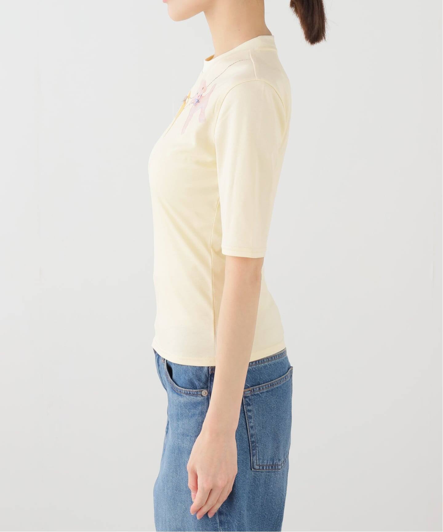 YUHAN WANG/ユハン・ワン】lambie bow necklace print top（Tシャツ