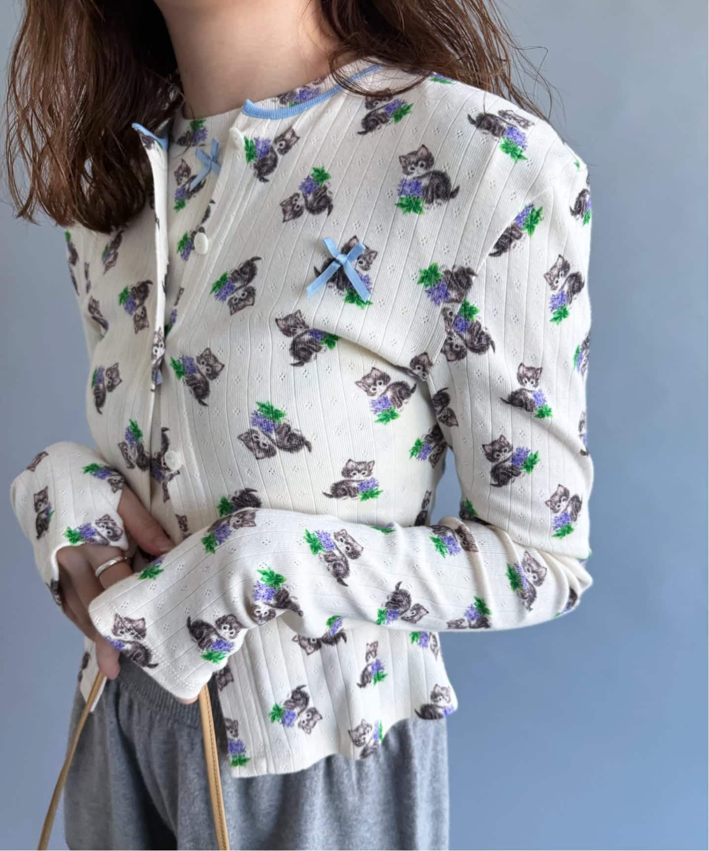 YUHAN WANG/ユハン・ワン】kitty print cardigan（Tシャツ／カットソー