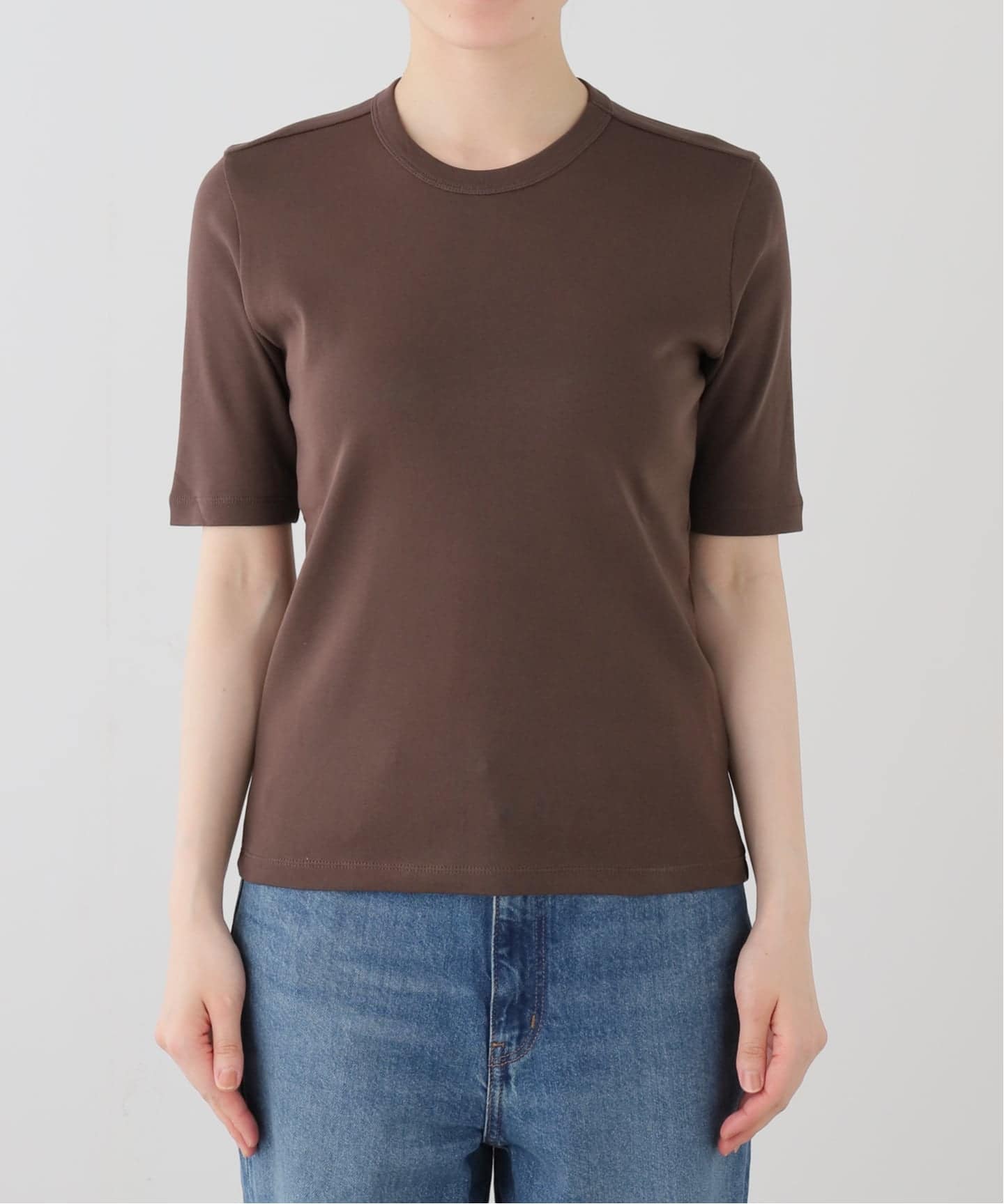 IENA イエナ★ハイゲージ 天竺 ロゴ ロングスリーブ Tシャツ ブラウン オーガニックフライスTシャツ（Tシャツ／カットソー）｜IENA（イエナ