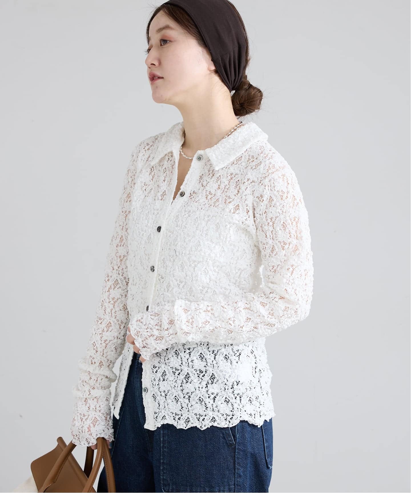 IENA Flowerストレッチレース ポロシャツ Flowerストレッチレース ポロシャツ（Tシャツ／カットソー）｜IENA