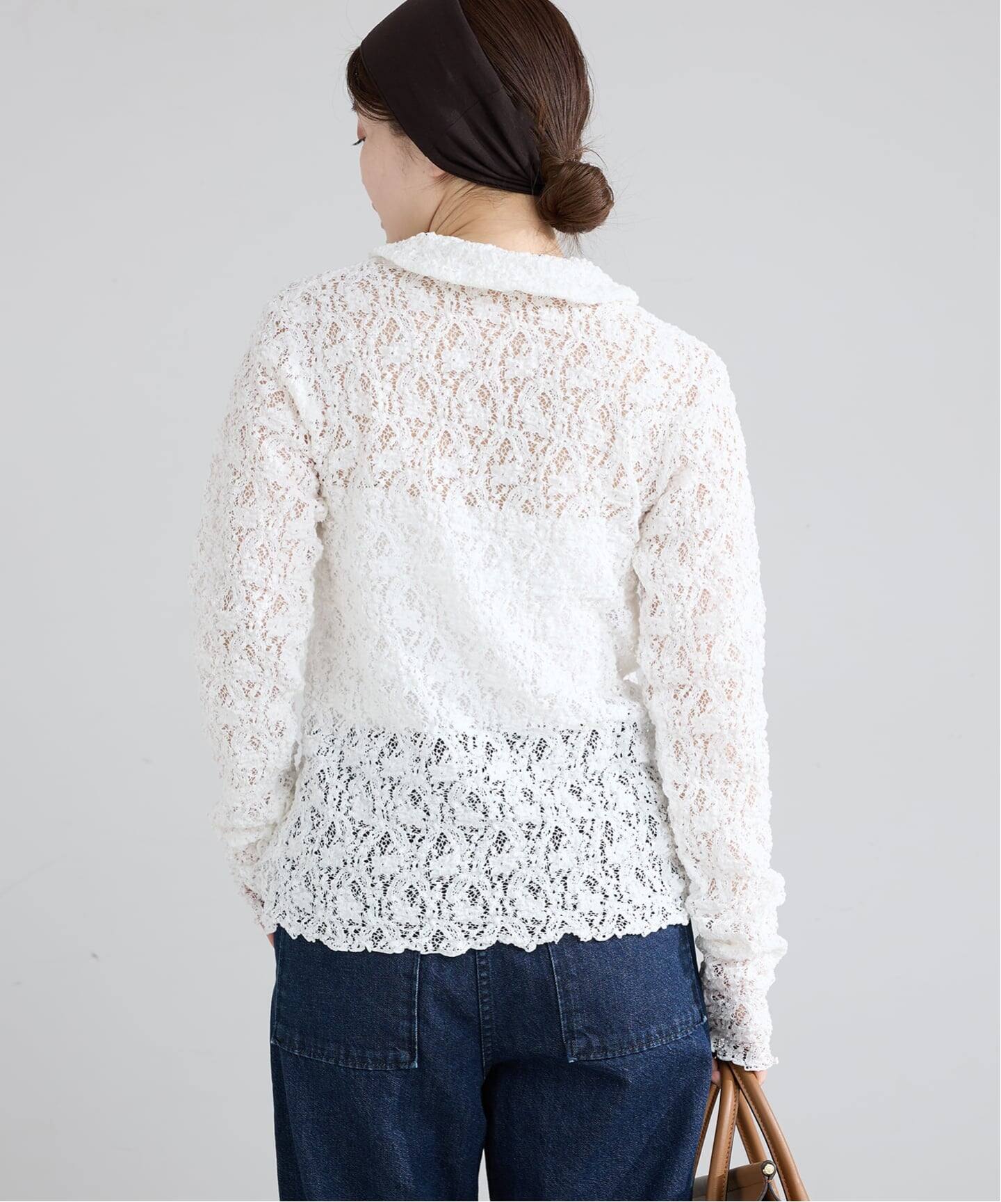 Flowerストレッチレース ポロシャツ IENA（イエナ） tシャツ 「追加」Flowerストレッチレース ポロシャツ