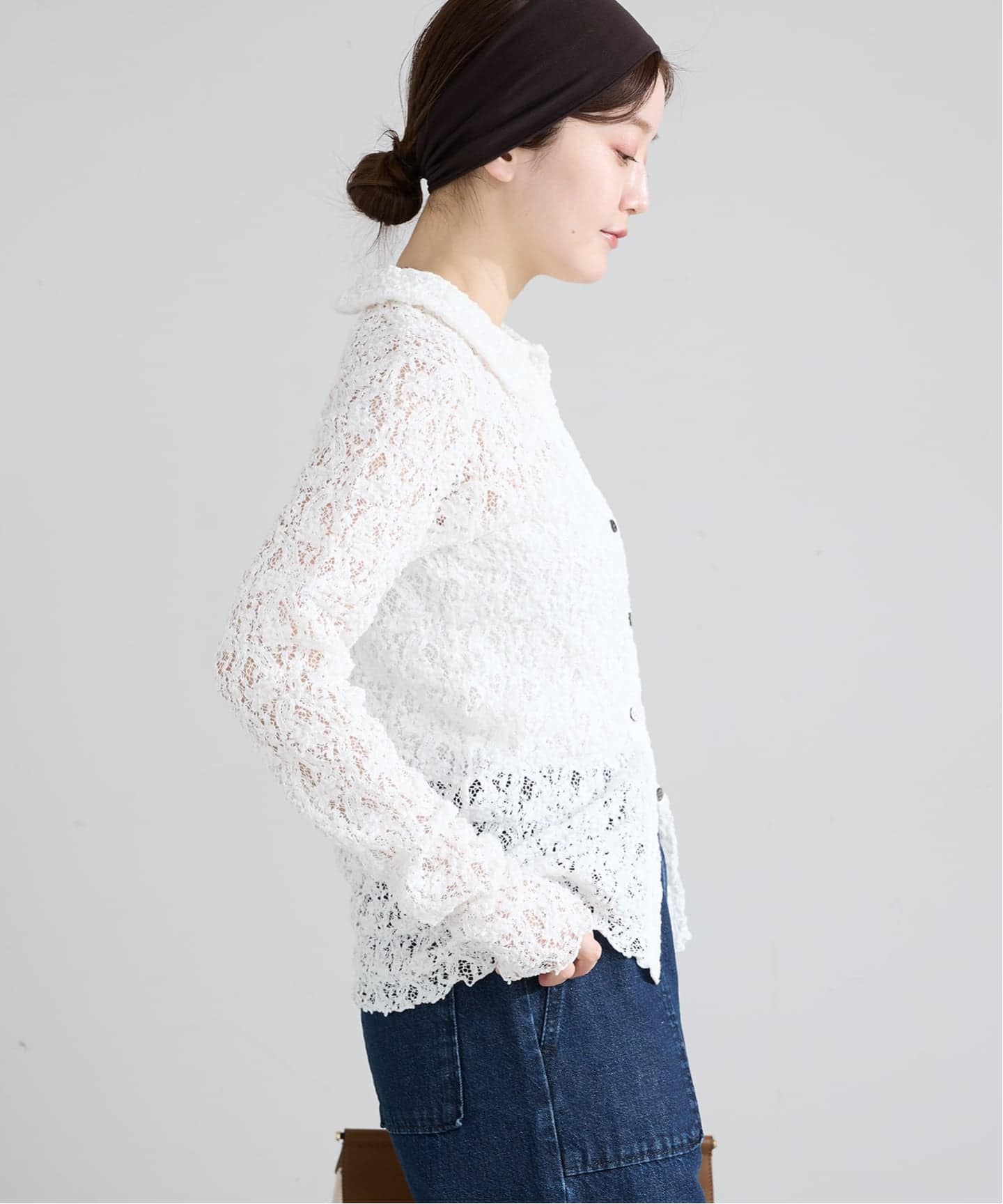 26SS IENA Flowerストレッチレース ポロシャツ IENA（イエナ） tシャツ 「追加」Flowerストレッチレース ポロシャツ