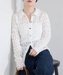 Flowerストレッチレース ポロシャツ