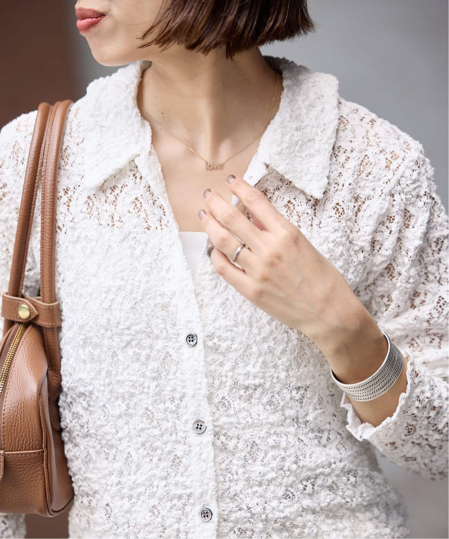 26SS IENA Flowerストレッチレース ポロシャツ IENA（イエナ） tシャツ 「追加」Flowerストレッチレース ポロシャツ