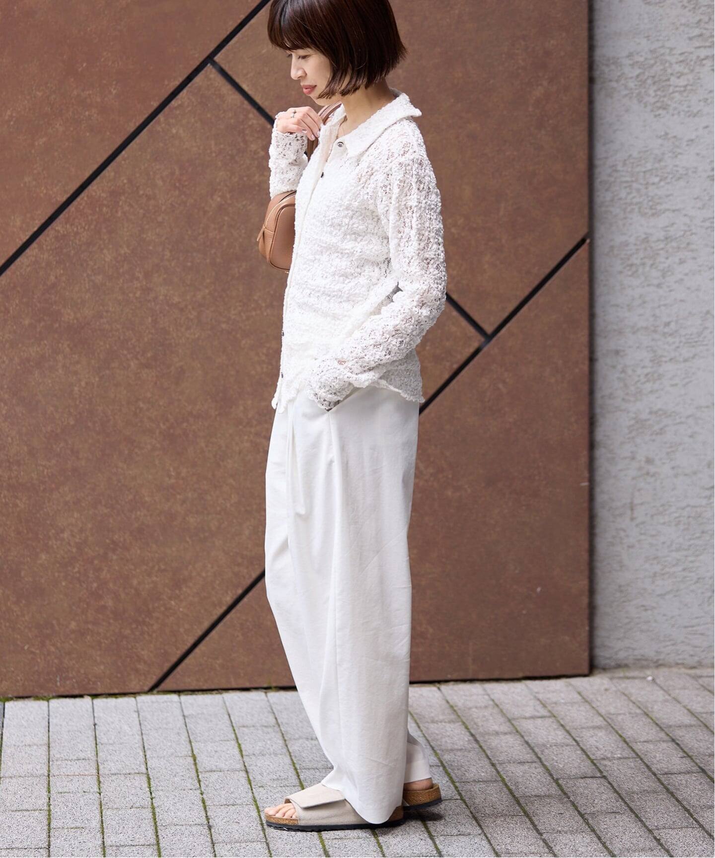 （美品）Flowerストレッチレース ポロシャツ 追加》Flowerストレッチレース ポロシャツ（Tシャツ／カットソー
