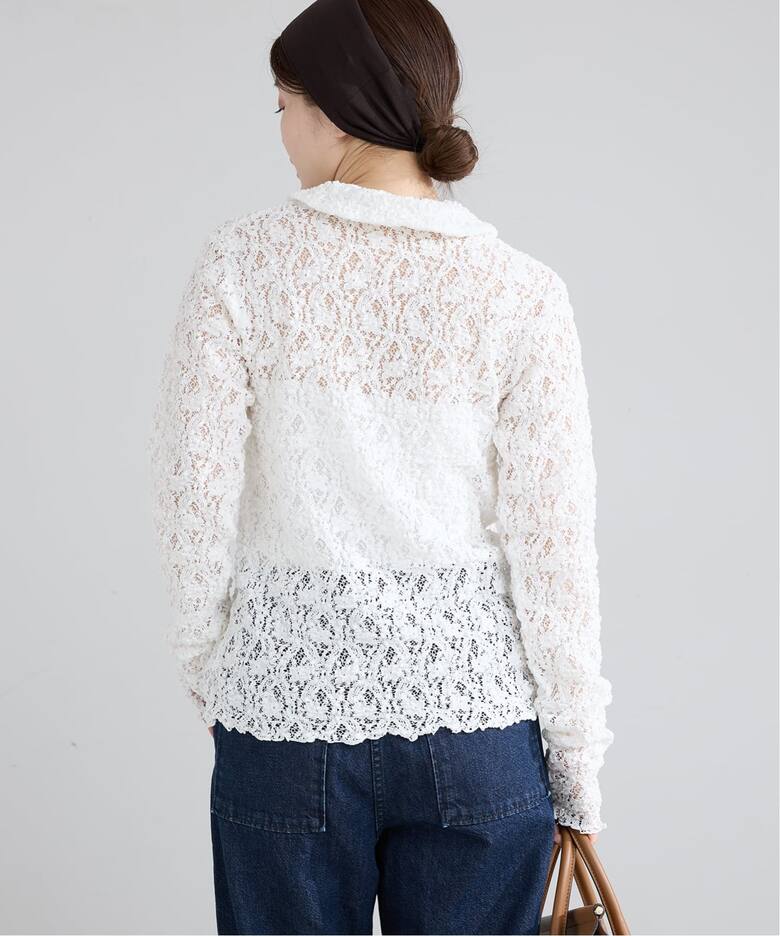 追加》Flowerストレッチレース ポロシャツ（Tシャツ／カットソー 