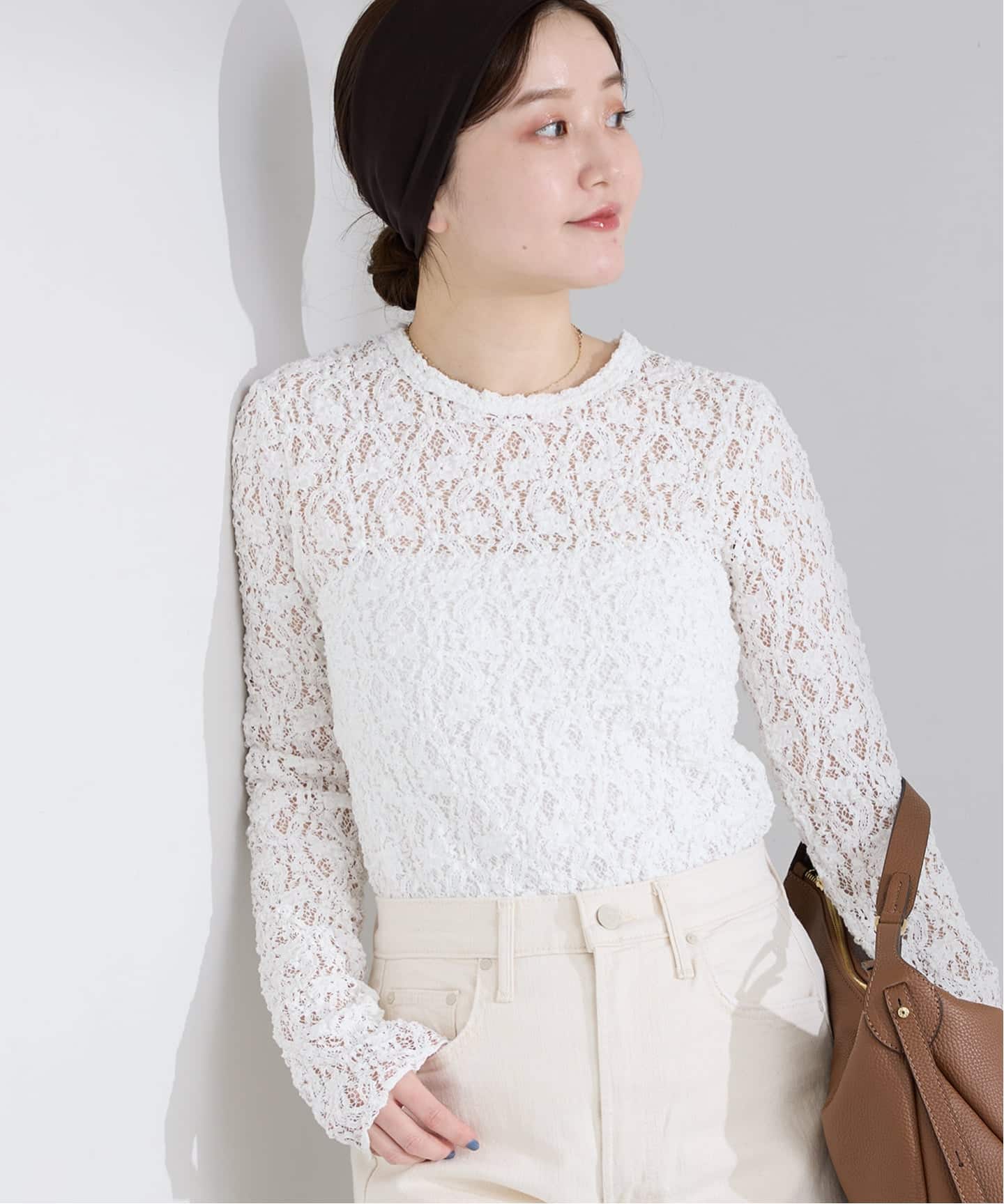 一部カラーWEB限定/追加3予約》Flowerストレッチレースプルオーバー（T