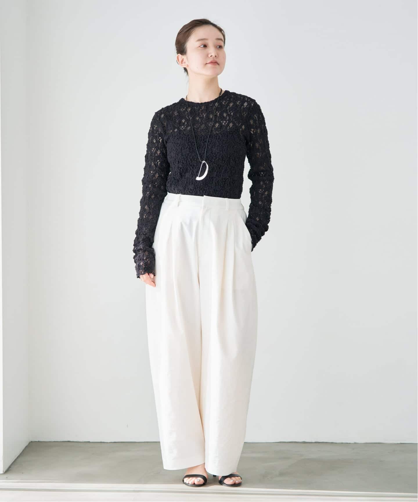 一部カラーWEB限定/追加4予約》Flowerストレッチレースプルオーバー（T