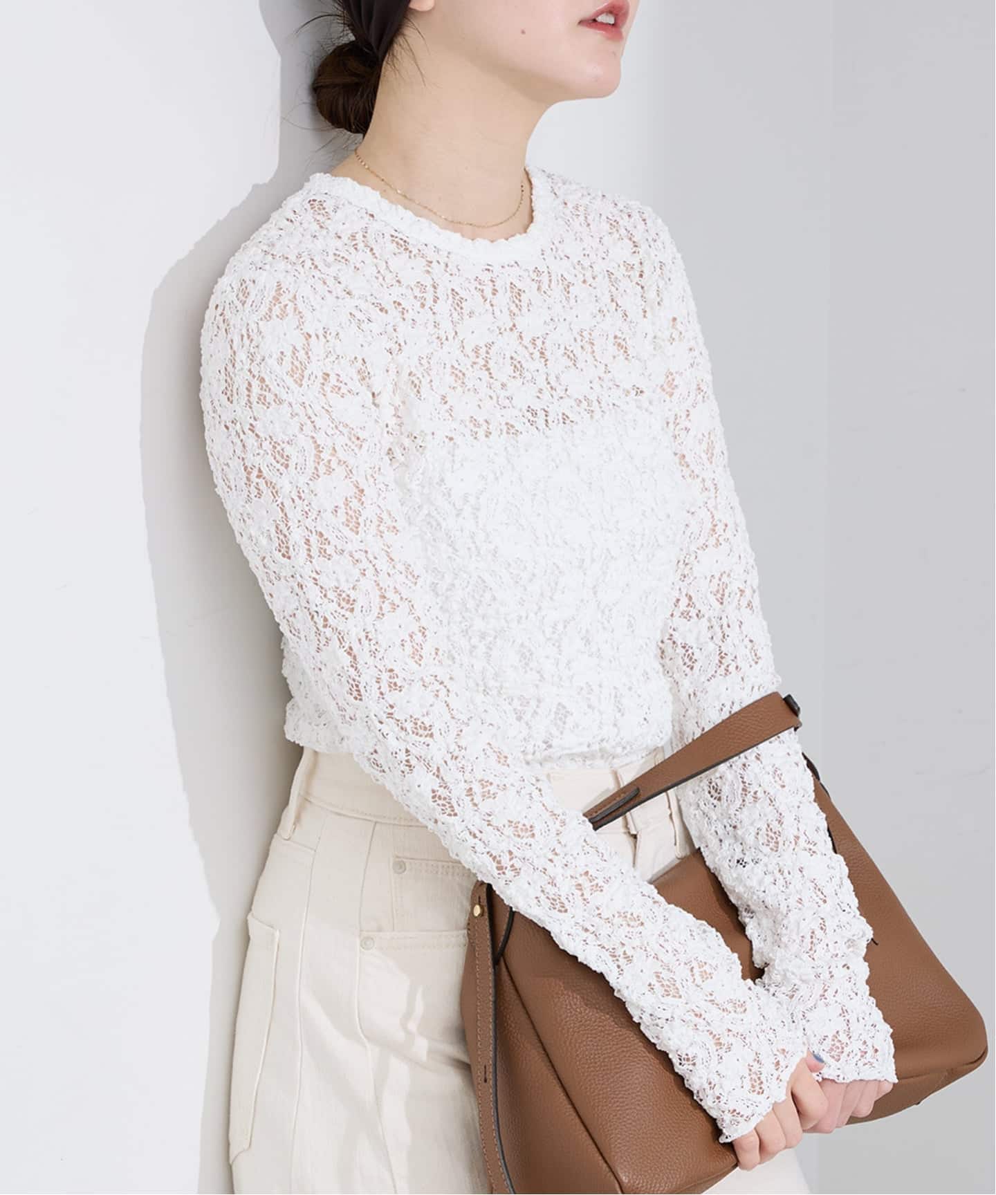 追加4予約》Flowerストレッチレースプルオーバー（Tシャツ／カットソー