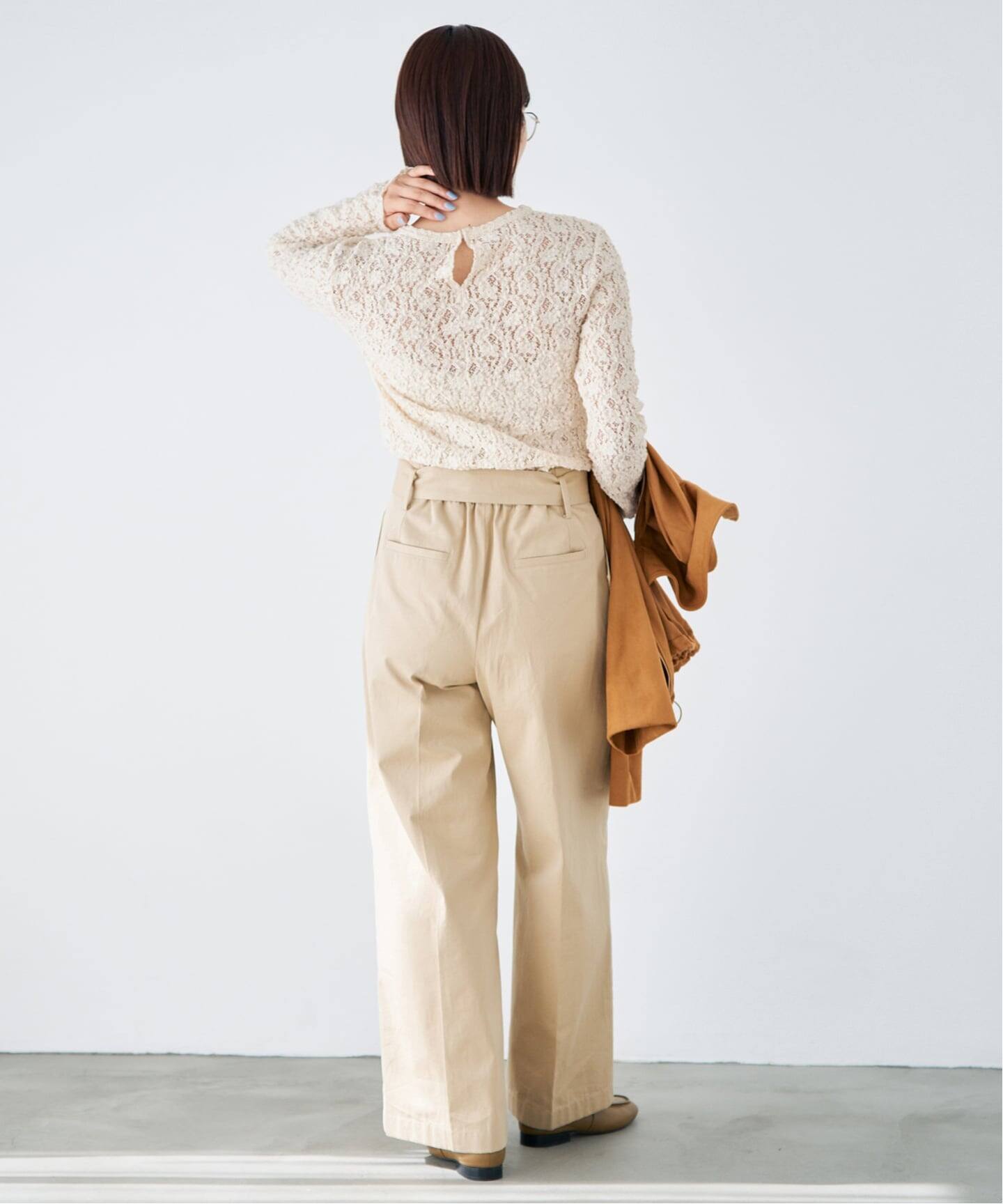 一部カラーWEB限定/追加4予約》Flowerストレッチレースプルオーバー（T