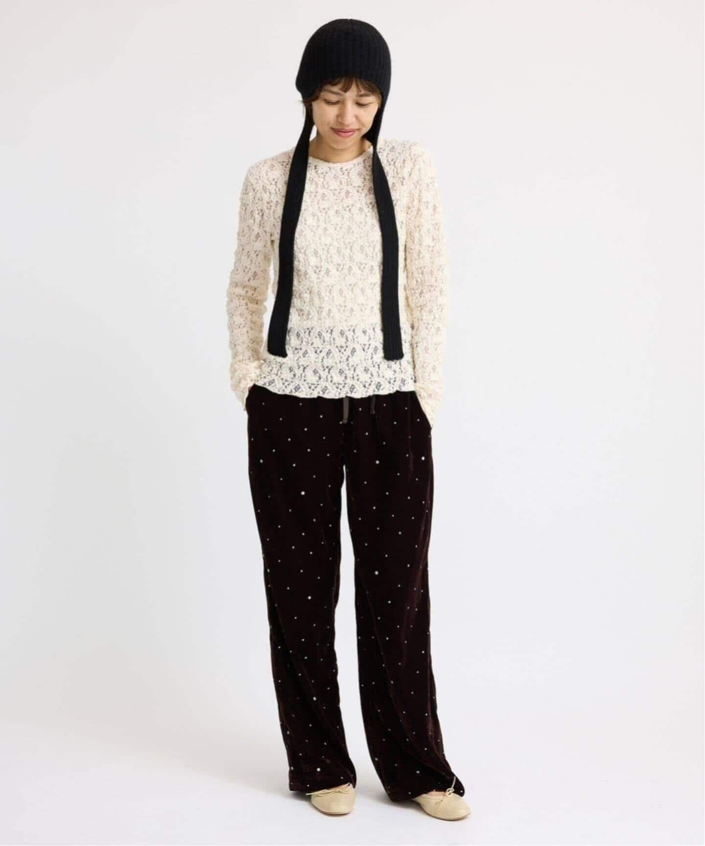 一部カラーWEB限定/追加4》Flowerストレッチレースプルオーバー（T