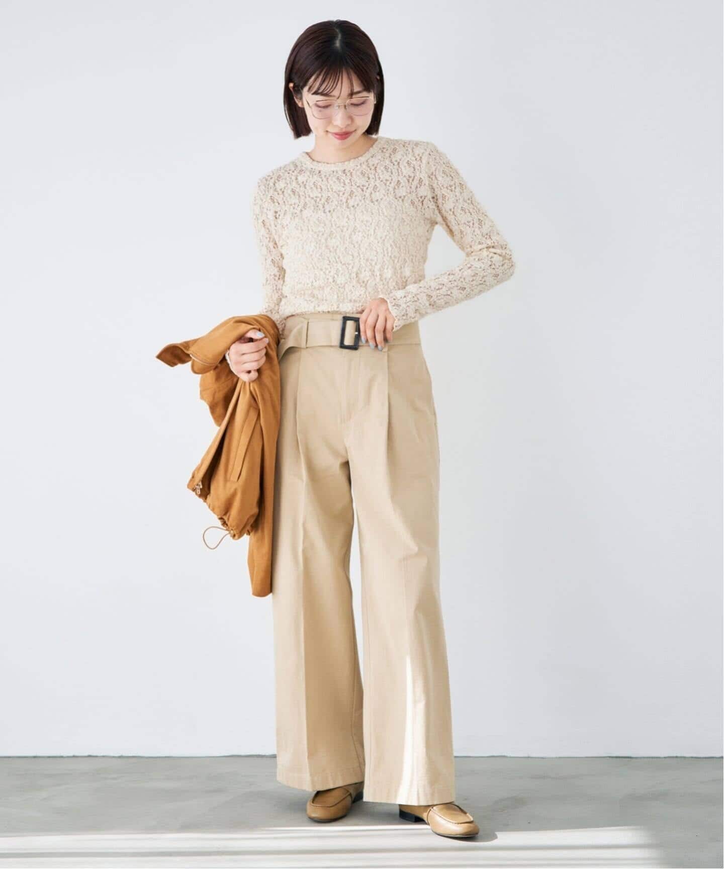 IENA Flowerストレッチレースプルオーバー ナチュラル　アイボリー 白 イエナ IENA 《追加3》Flowerストレッチレースプルオーバー