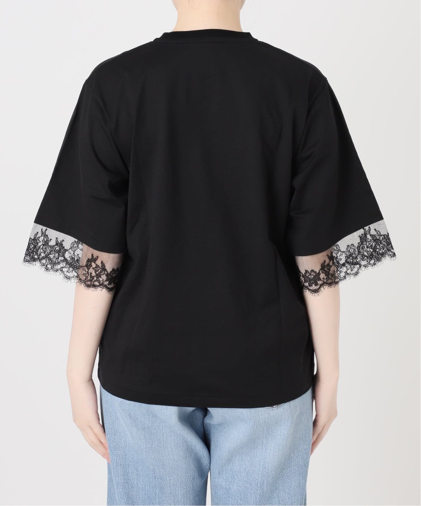 完売タグ付き未使用 IENA レースコンビTシャツ　黒 リバーレースコンビTシャツ（Tシャツ／カットソー）｜IENA（イエナ）の