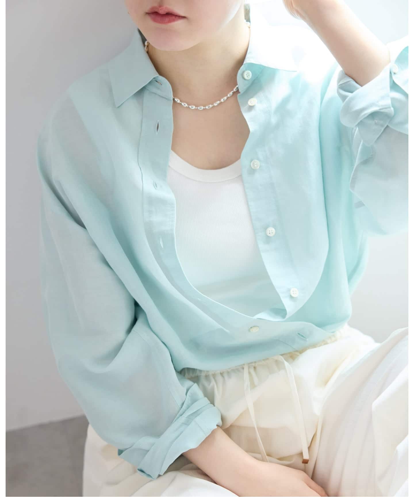 UVカット》テレコストレッチフレンチノースリーブ（Tシャツ