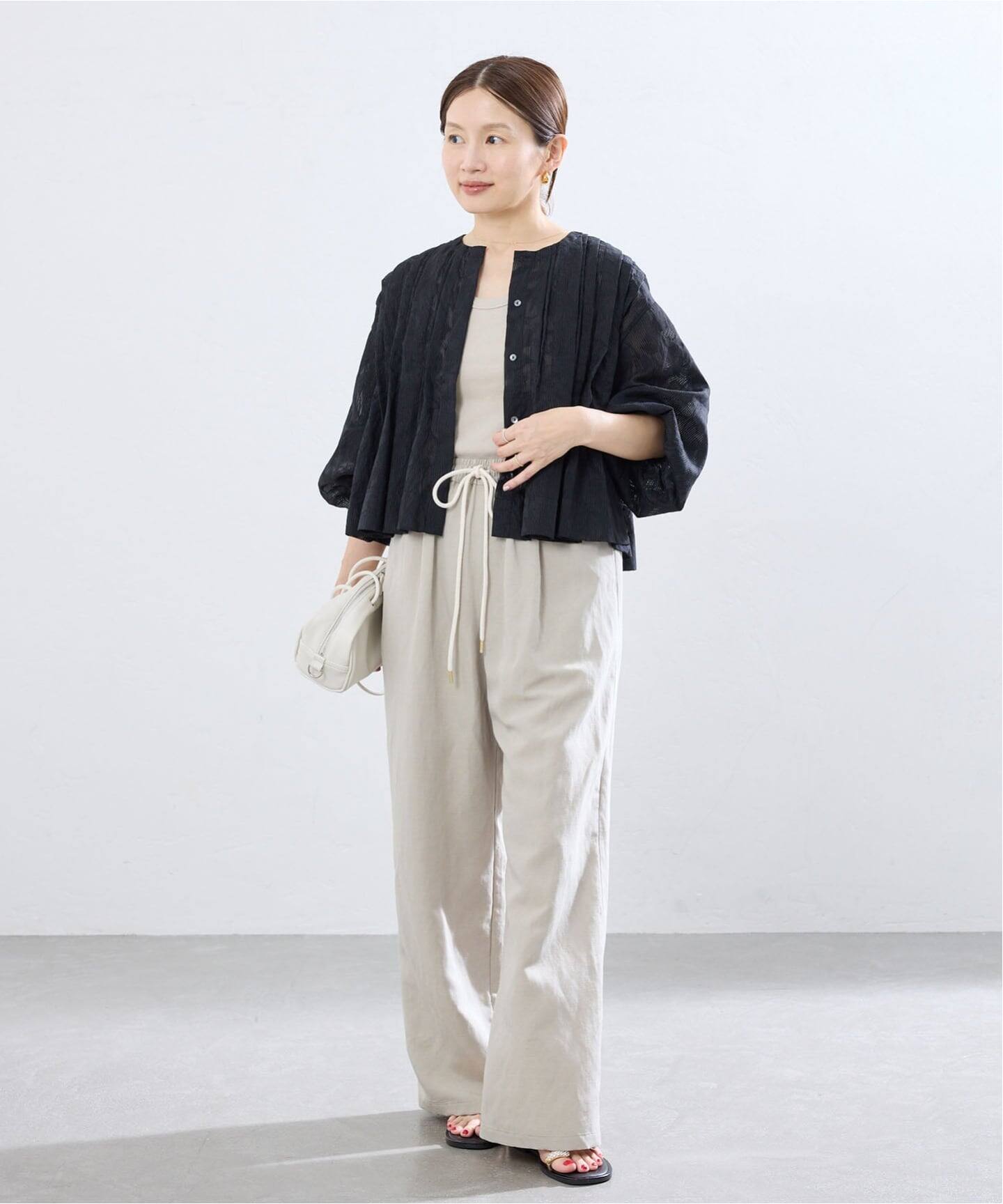 追加/UVカット》テレコストレッチフレンチノースリーブ（Tシャツ 