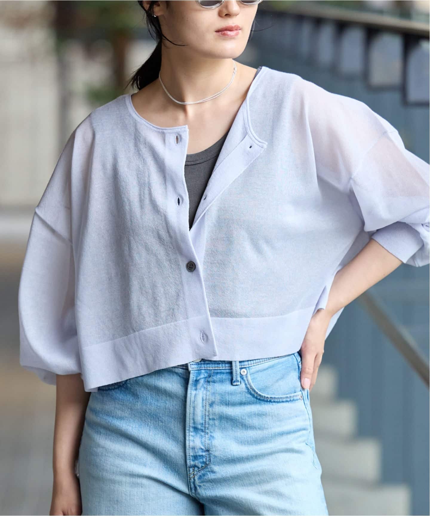追加/UVカット》テレコストレッチフレンチノースリーブ（Tシャツ