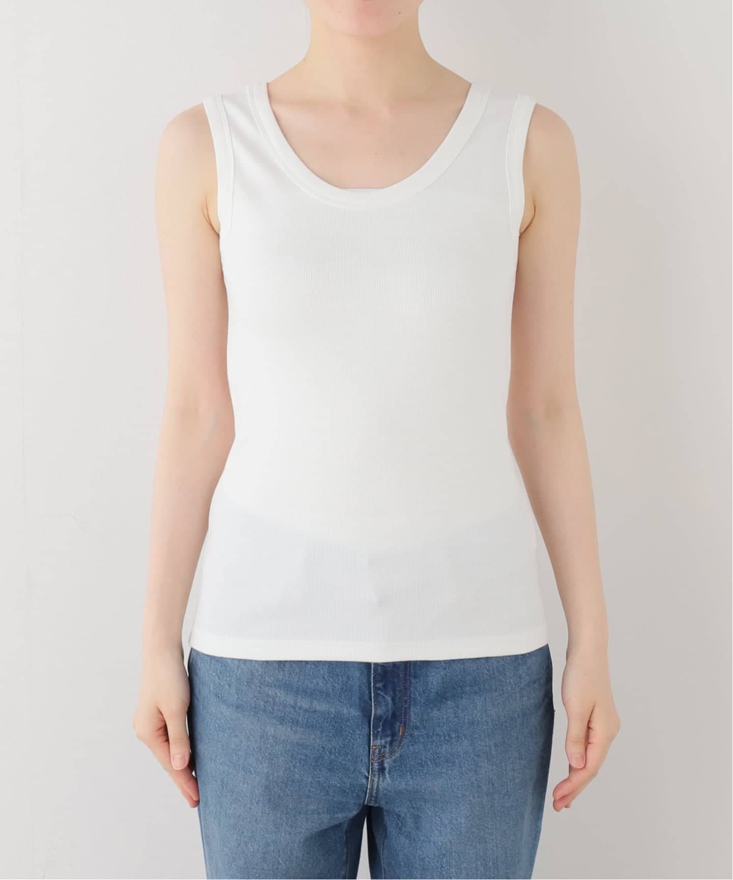 IENA＊ノースリーブカットソー UVカット》テレコストレッチフレンチノースリーブ（Tシャツ