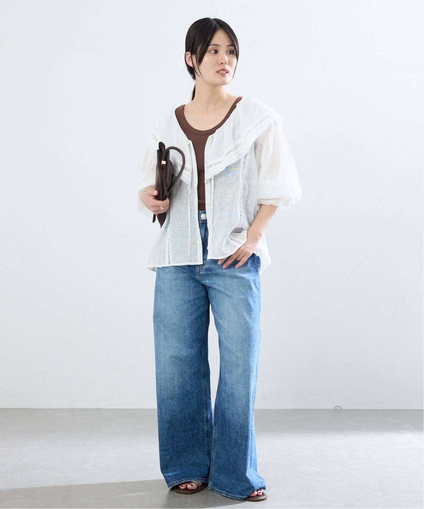 追加2/UVカット》テレコストレッチフレンチノースリーブ（Tシャツ 