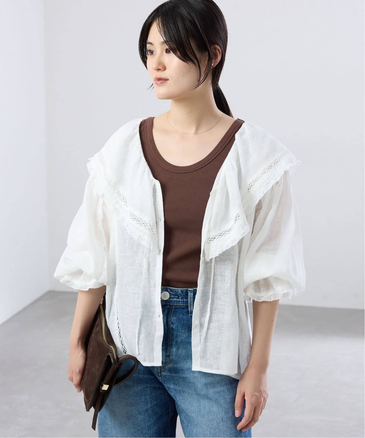 追加2/UVカット》テレコストレッチフレンチノースリーブ（Tシャツ