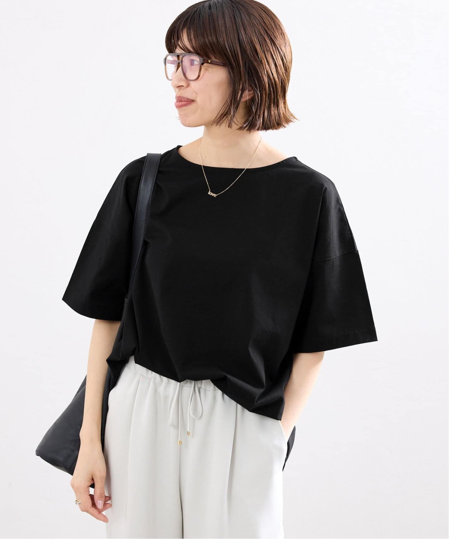 接触冷感》ボートネック オーバーサイズフォルムTシャツ（Tシャツ