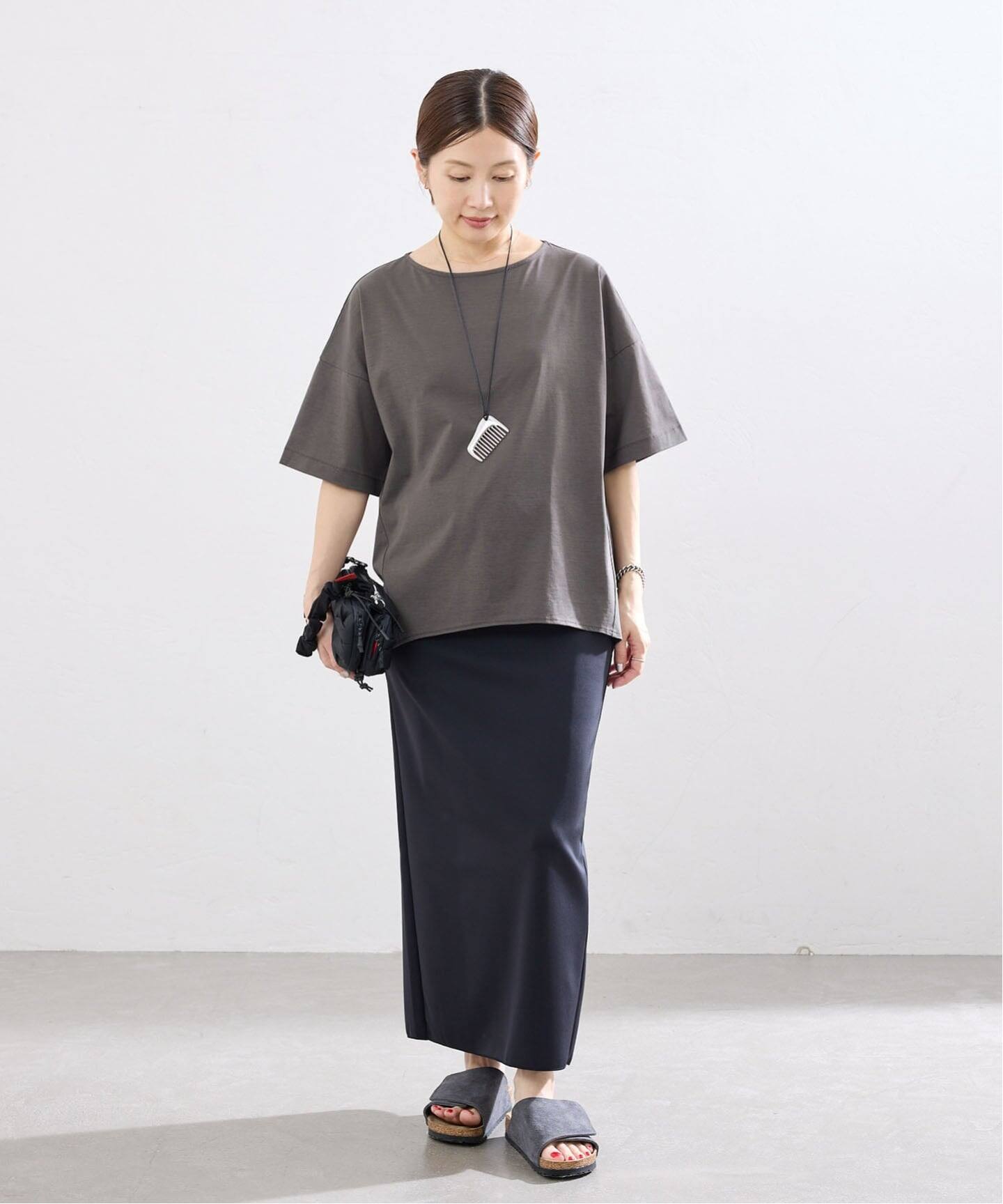 接触冷感》ボートネック オーバーサイズフォルムTシャツ（Tシャツ