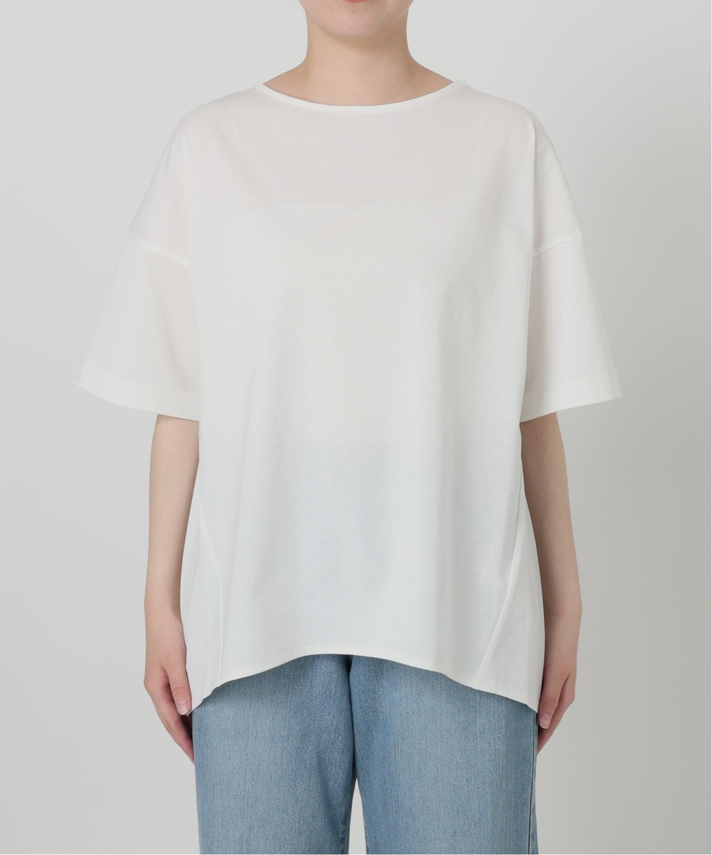 接触冷感》ボートネック オーバーサイズフォルムTシャツ（Tシャツ