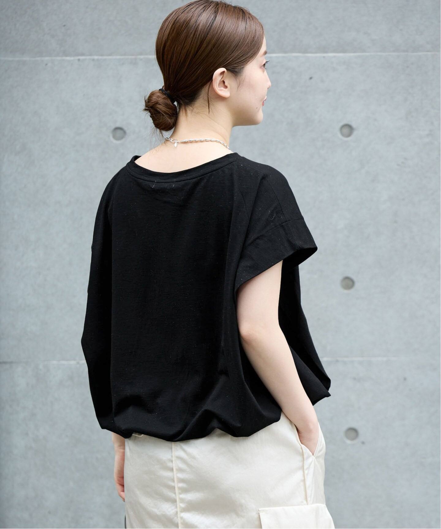 接触冷感》フレンチタックスリーブ ドロストTシャツ（Tシャツ