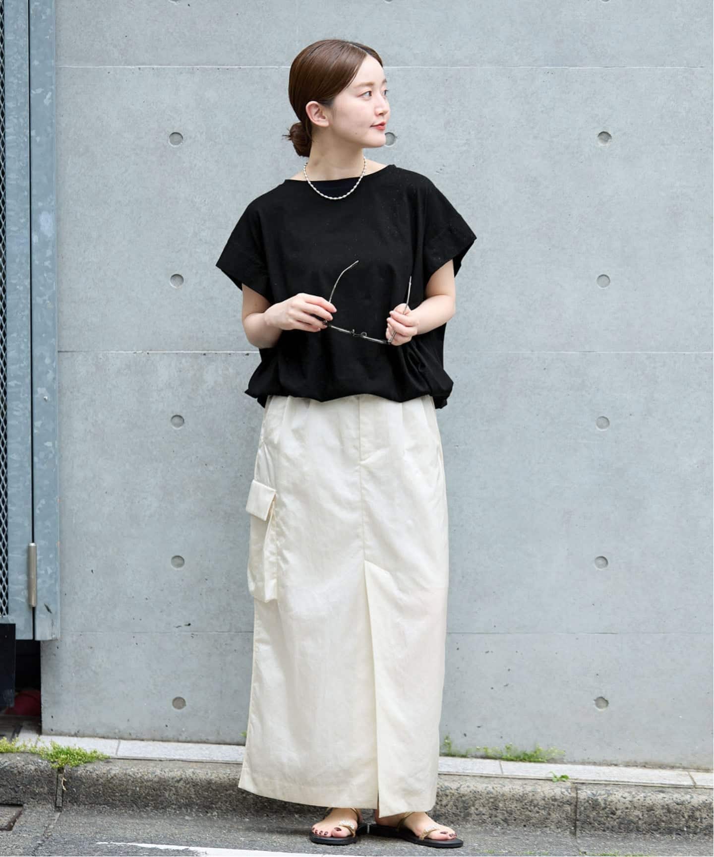 追加/接触冷感》フレンチタックスリーブ ドロストTシャツ（Tシャツ