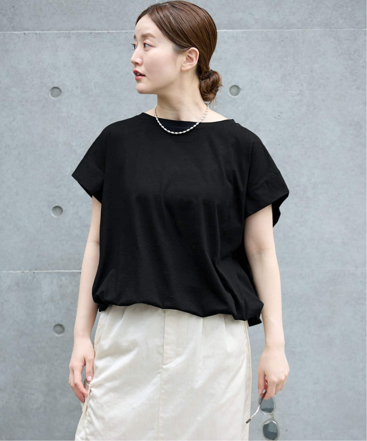 追加/接触冷感》フレンチタックスリーブ ドロストTシャツ（Tシャツ