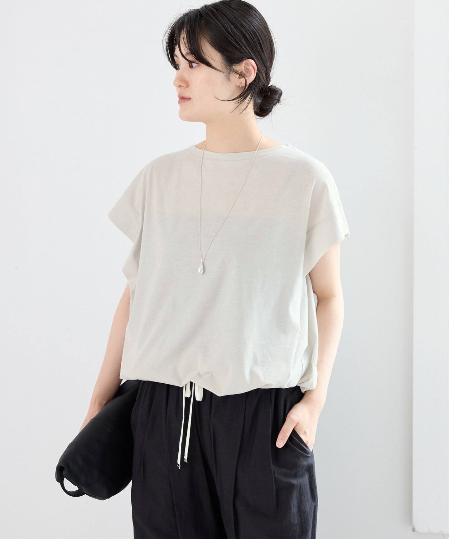 イエナ　IENA フレンチタックスリーブ ドロストTシャツ 追加/接触冷感》フレンチタックスリーブ ドロストTシャツ（Tシャツ