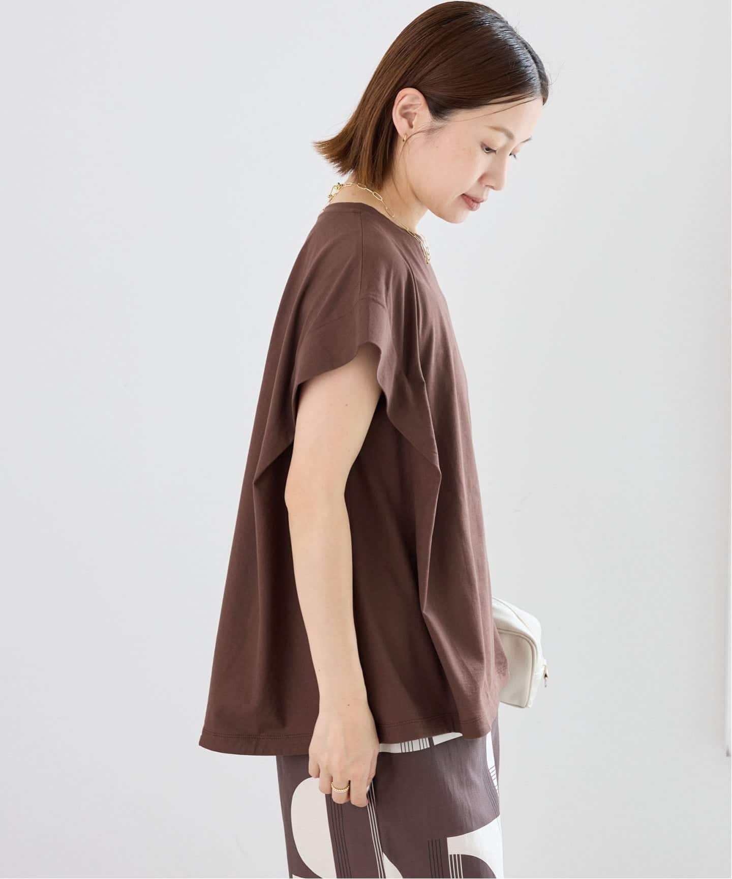 追加/接触冷感》フレンチタックスリーブ ドロストTシャツ（Tシャツ