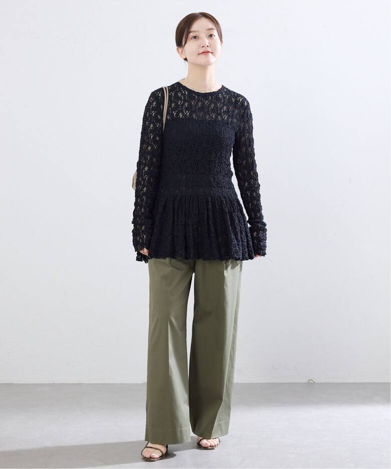 WEB限定/追加予約》Flowerストレッチレース ペプラムプルオーバー（T 
