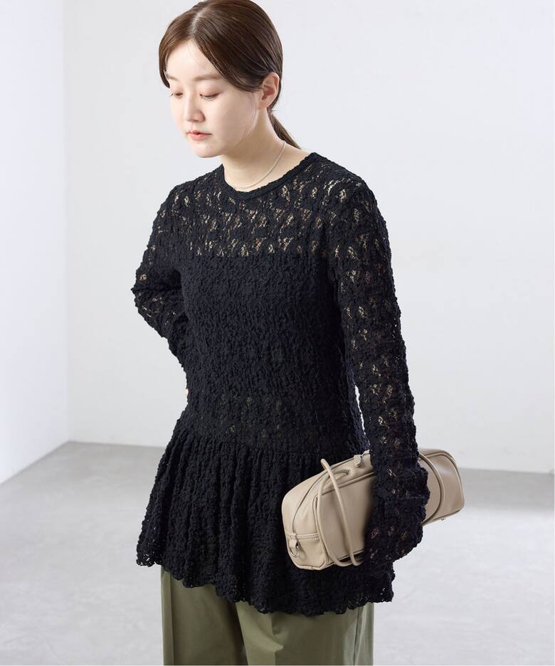 WEB限定/追加予約》Flowerストレッチレース ペプラムプルオーバー（T 