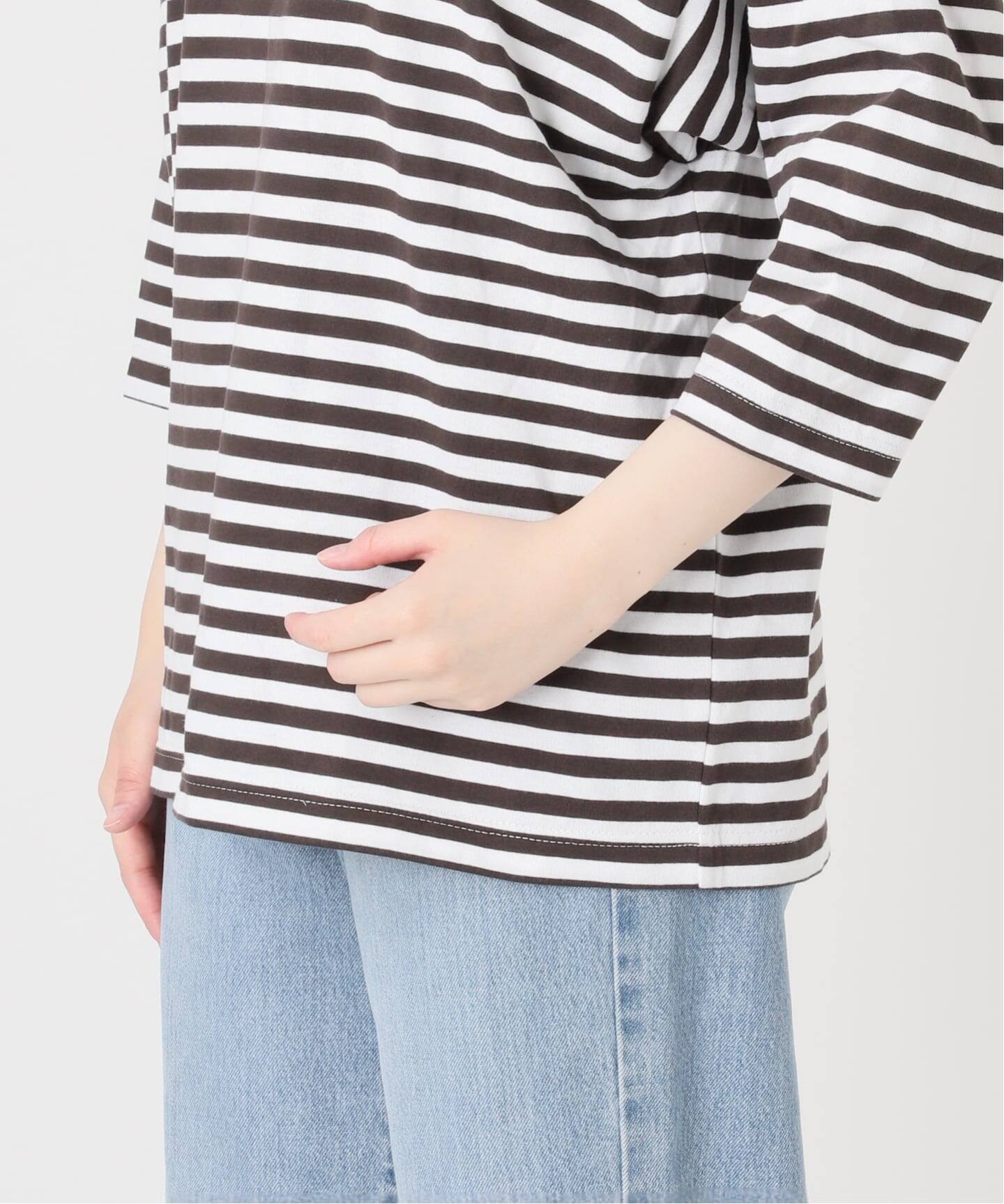 BLACK フリル付きボーダーカットソー（Tシャツ／カットソー）｜IENA