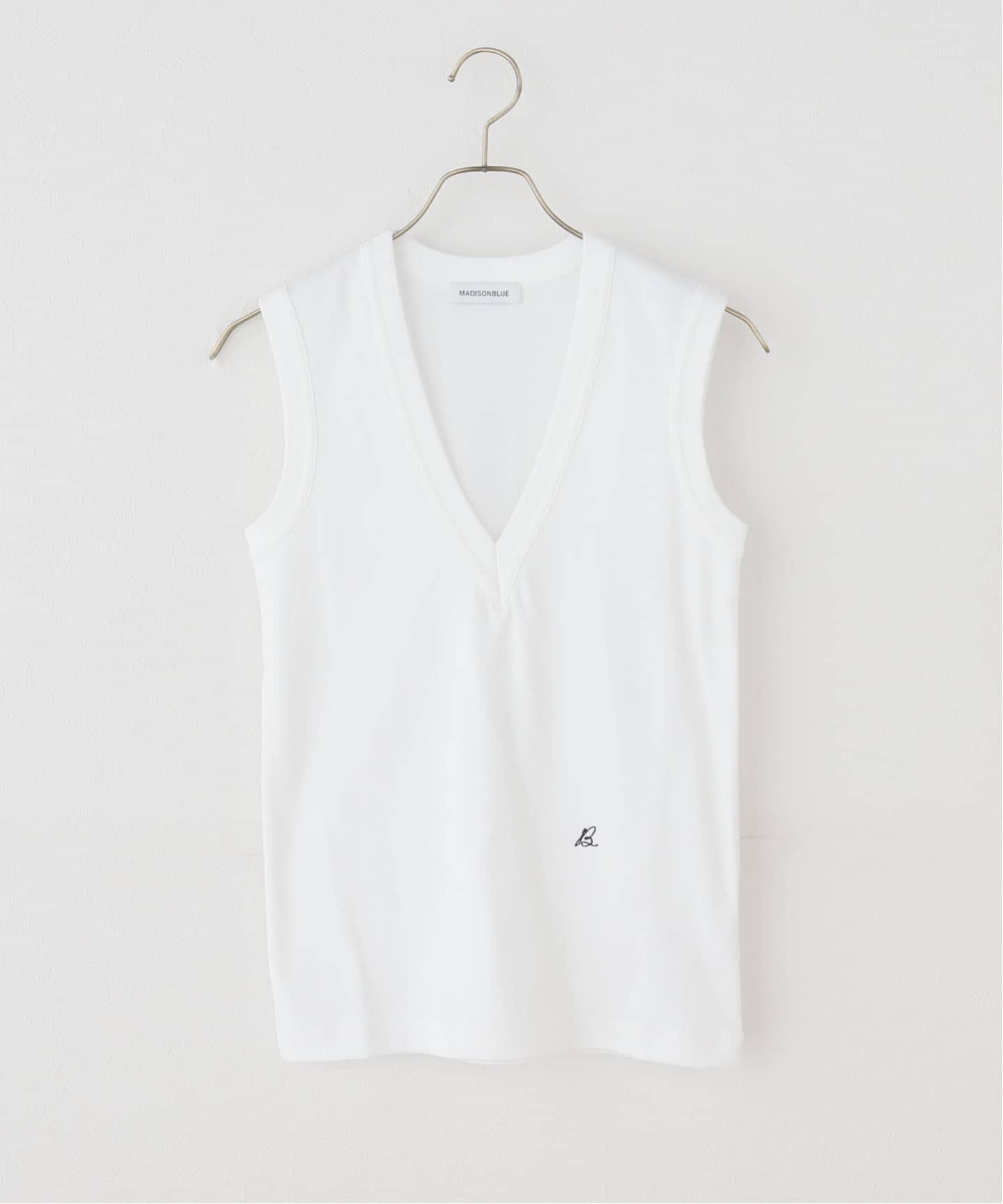 MADISONBLUE マディソンブルー ノースリーブ タンクトップ 白 MADISONBLUE / マディソンブルー】DEEP V NECK TANK（タンクトップ