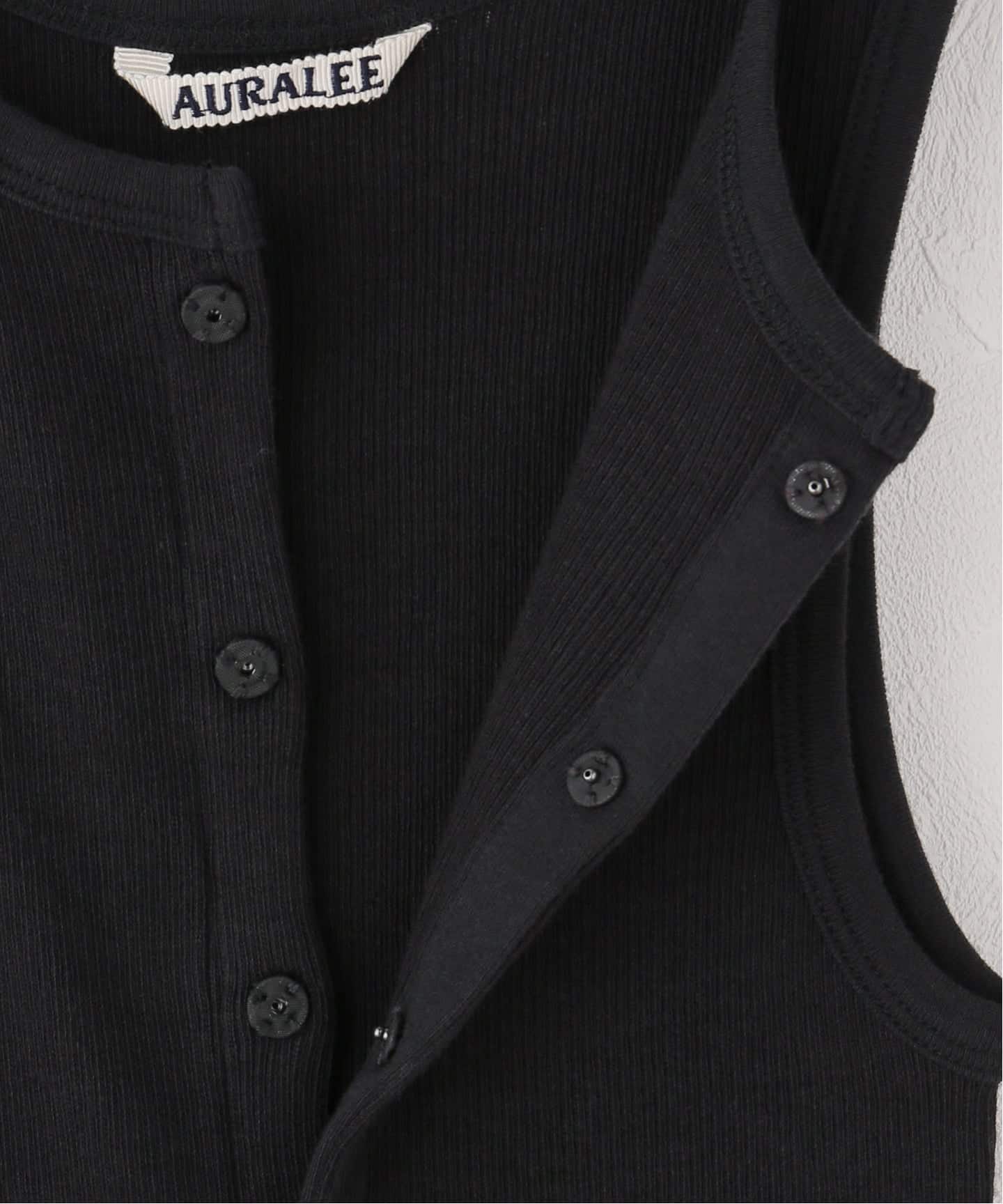 Auralee オーガニックソフトリブタンクトップ　黒　サイズ1 AURALEE】 ORGANIC SOFT RIB TANK TOP / COTTON SILK STRETCH DOUBLE