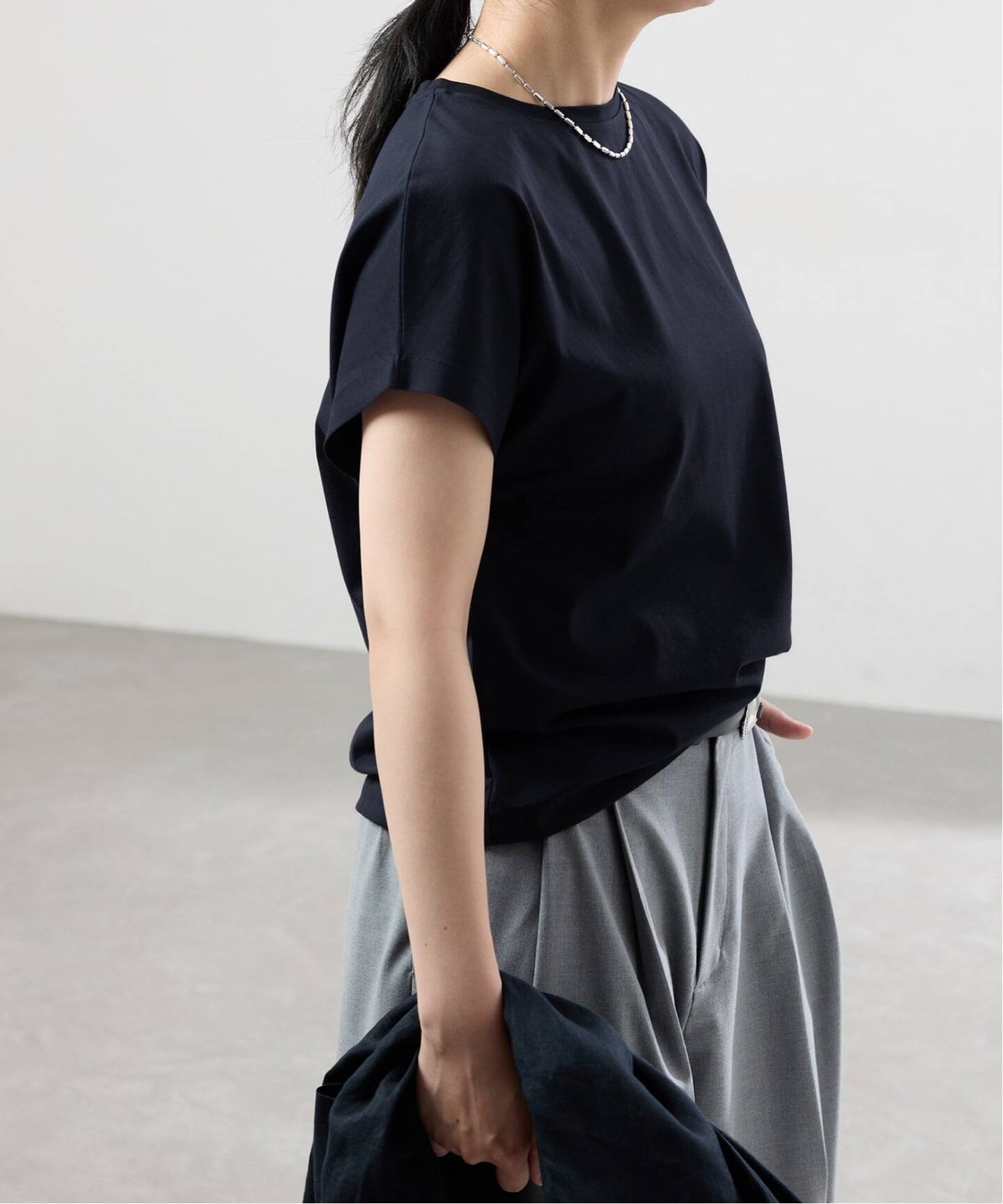 ATON(エイトン) 半袖シャツブラウス サイズ01 S レディース - ダークネイビー ATON/エイトン】COTTON SILK VIERA LOOSE FIT HALF SLEEVE SHIRT