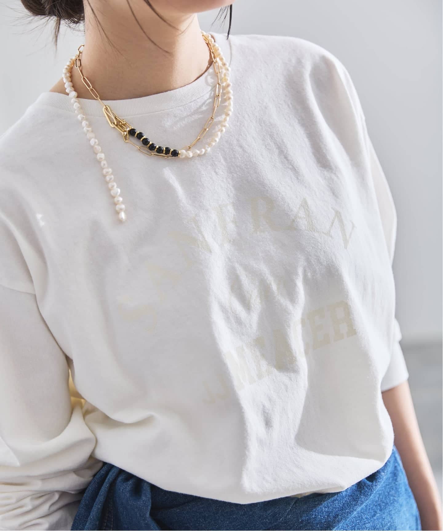 plage J.J. Mercer 長袖Tシャツ ホワイト plage（プラージュ） tシャツ J.J.Mercer / ジェイジェイマーサー 別注