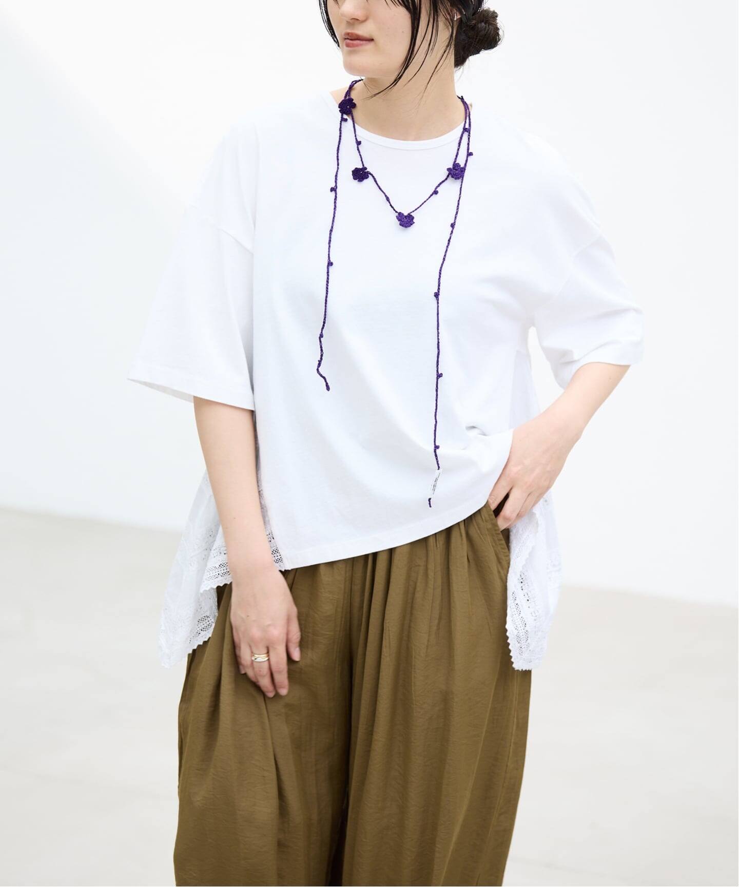 AAYUSHI/アユーシ バックスカーフハーフスリーブトップス SGN08110（T